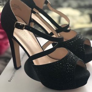 Black Sandals  Heels  Rhinestone